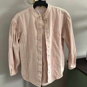 MNG Denim Western Pink Denim Shirt Jacket Snap Button Oversized